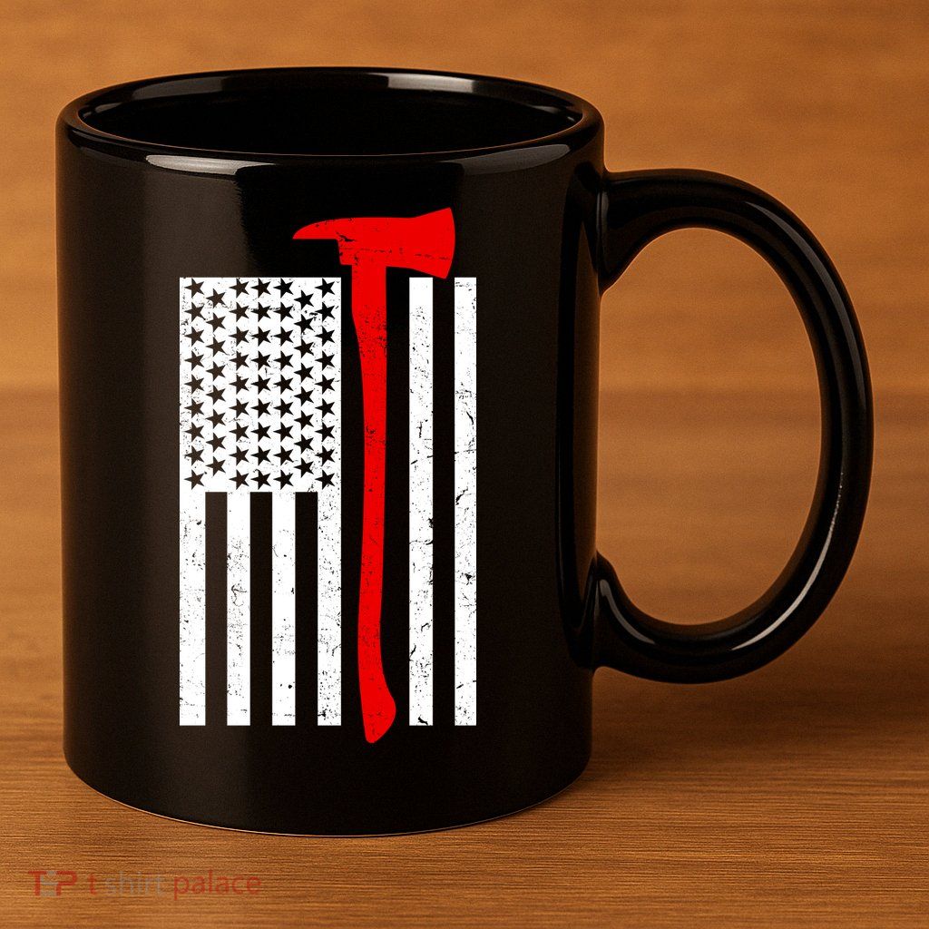 Firefighter Axe American Flag 11oz C Handle Ceramic Mug