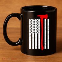 Firefighter Axe American Flag 11oz C Handle Ceramic Mug