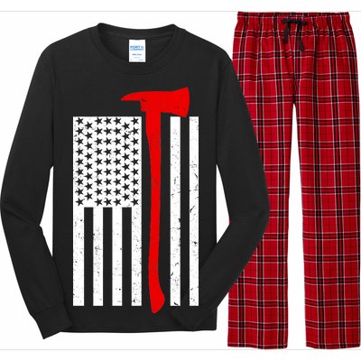 Firefighter Axe American Flag Long Sleeve Pajama Set