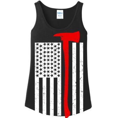 Firefighter Axe American Flag Ladies Essential Tank