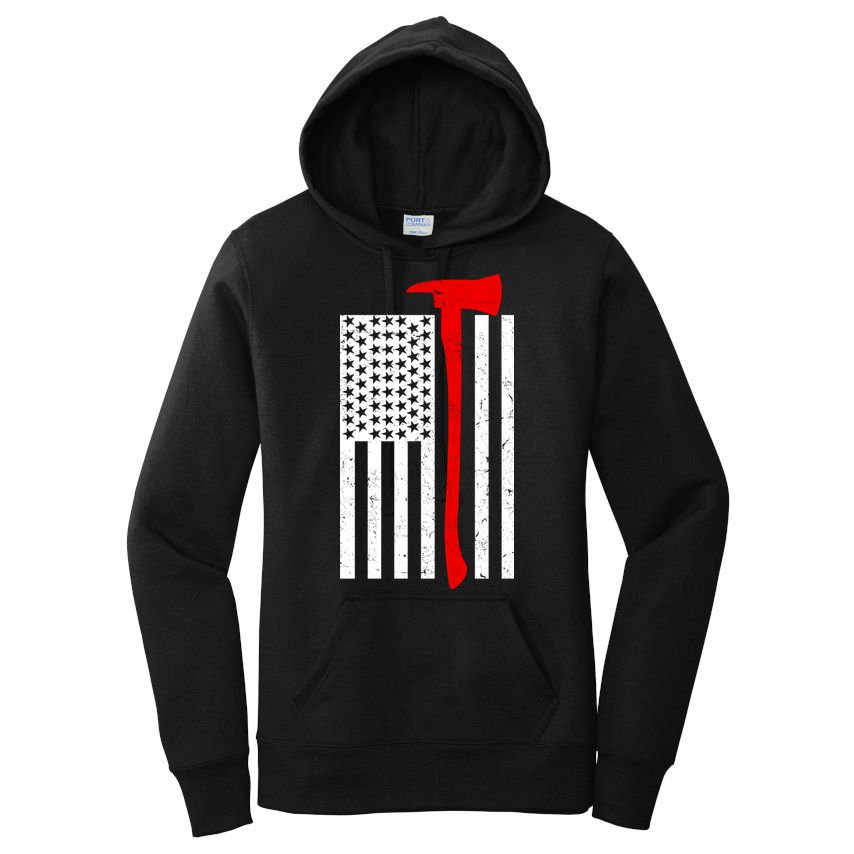 Firefighter Axe American Flag Women's Pullover Hoodie