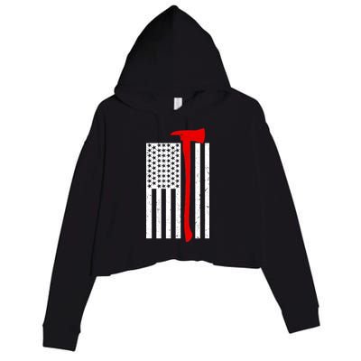 Firefighter Axe American Flag Crop Fleece Hoodie