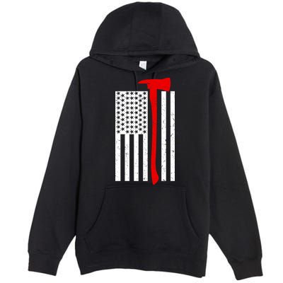 Firefighter Axe American Flag Premium Pullover Hoodie