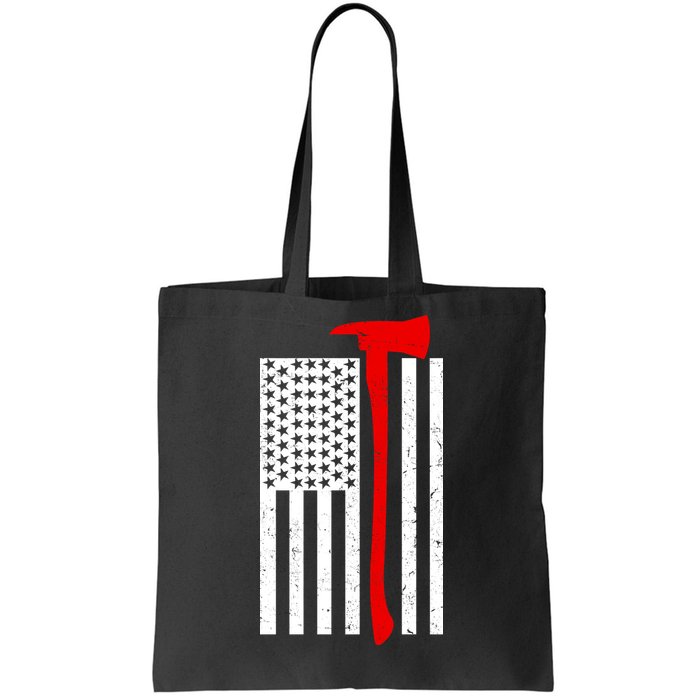 Firefighter Axe American Flag Tote Bag