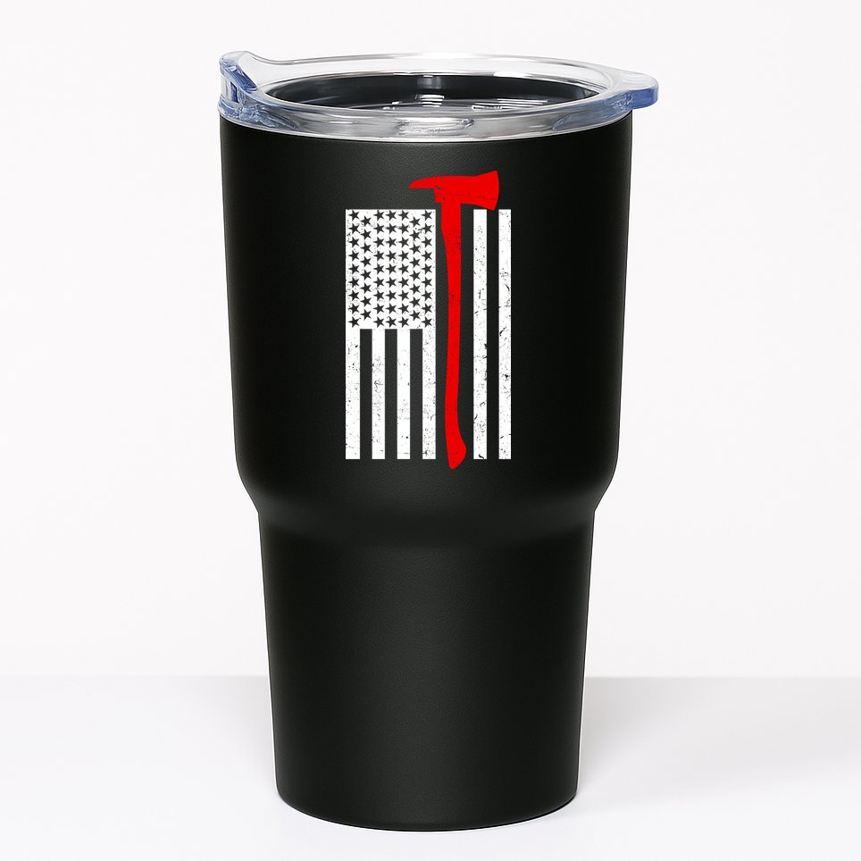 Firefighter Axe American Flag Tumbler