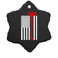 Firefighter Axe American Flag Ceramic Star Ornament