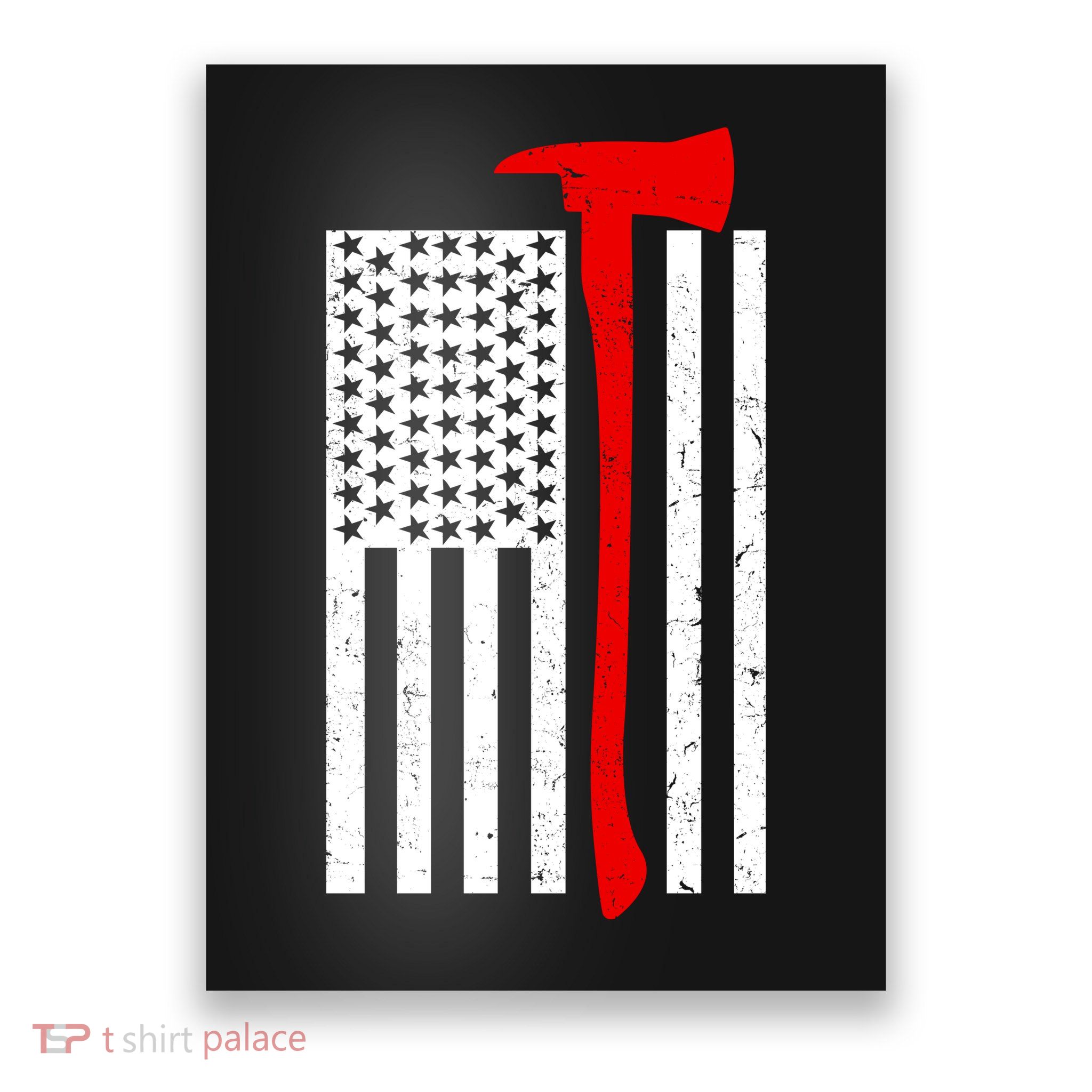 Firefighter Axe American Flag Poster