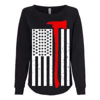 Firefighter Axe American Flag Womens California Wash Sweatshirt