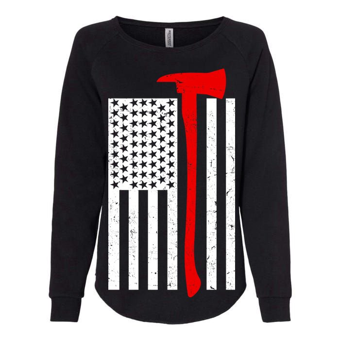 Firefighter Axe American Flag Womens California Wash Sweatshirt