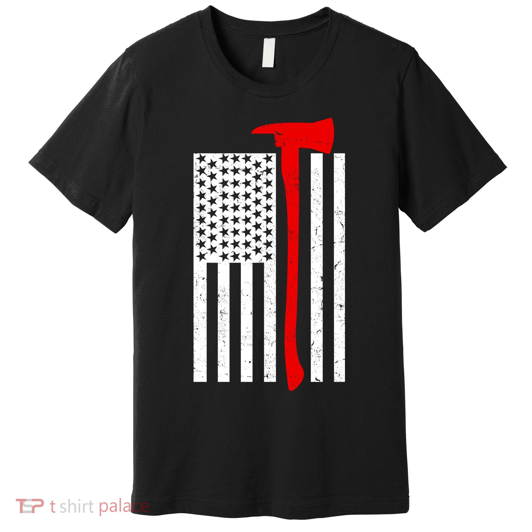 Firefighter Axe American Flag Premium T-Shirt