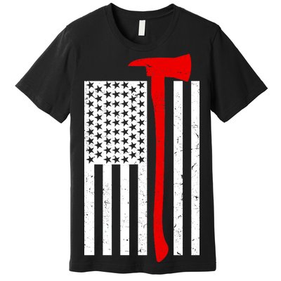 Firefighter Axe American Flag Premium T-Shirt