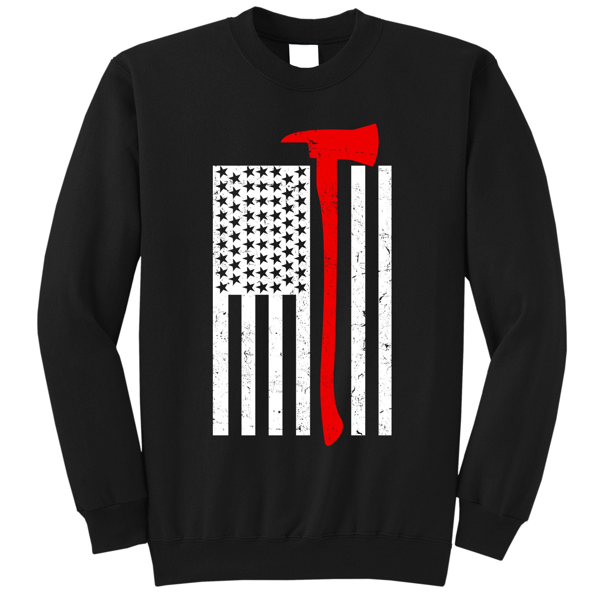 Firefighter Axe American Flag Tall Sweatshirt