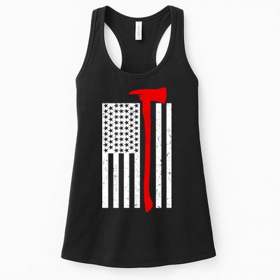 Firefighter Axe American Flag Womens Tank Top