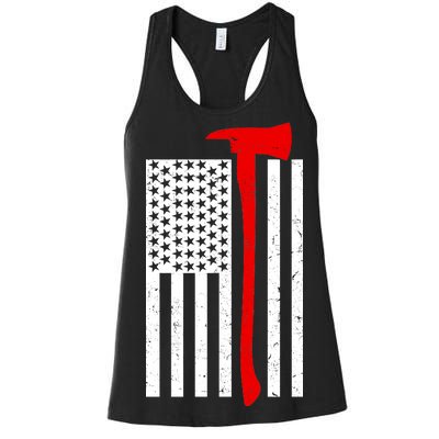 Firefighter Axe American Flag Women's Racerback Tank