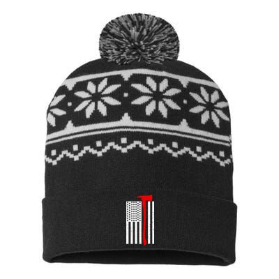 Firefighter Axe American Flag USA-Made Snowflake Beanie