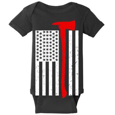 Firefighter Axe American Flag Baby Bodysuit