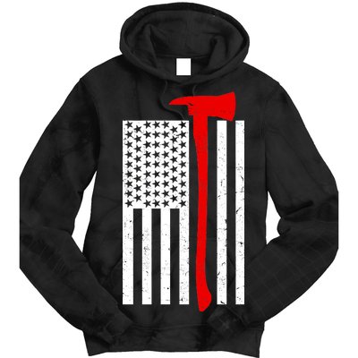 Firefighter Axe American Flag Tie Dye Hoodie