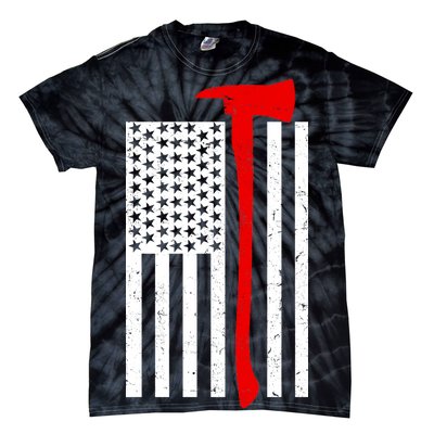 Firefighter Axe American Flag Tie-Dye T-Shirt