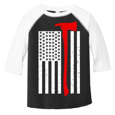 Firefighter Axe American Flag Toddler Fine Jersey T-Shirt