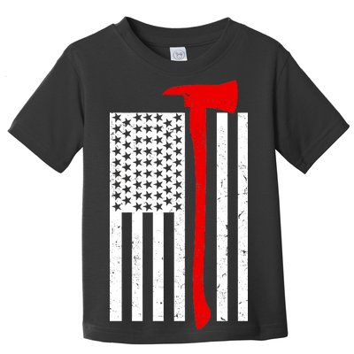 Firefighter Axe American Flag Toddler T-Shirt