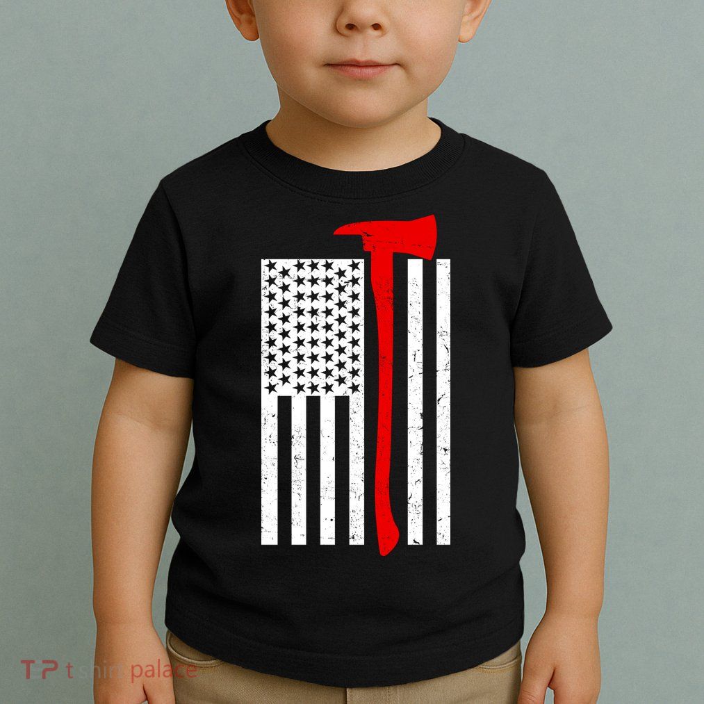 Firefighter Axe American Flag Toddler T-Shirt