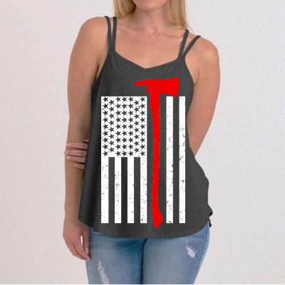 Firefighter Axe American Flag Women's Strappy Tank