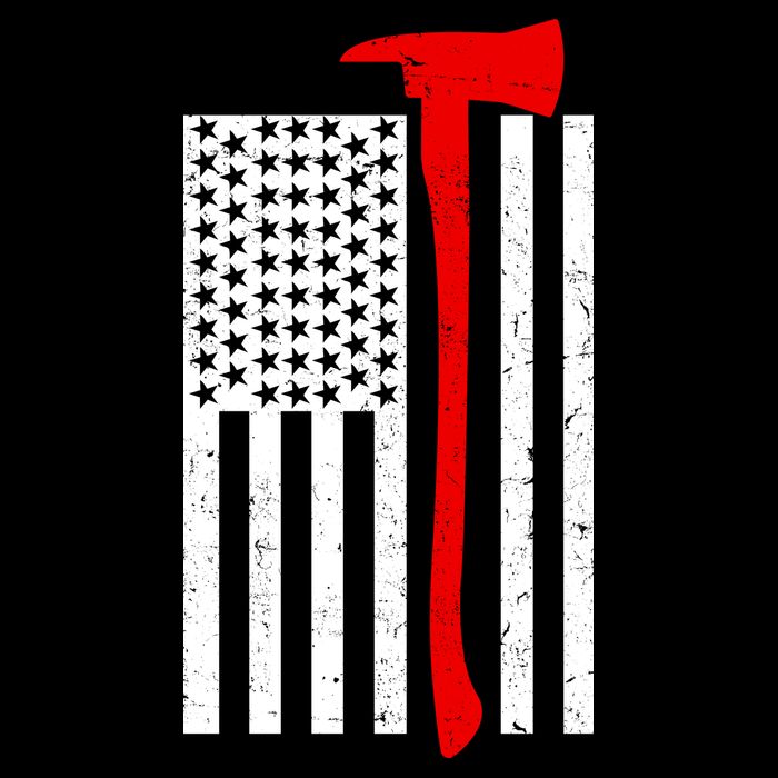 Firefighter Axe American Flag Cropped Pullover Crew