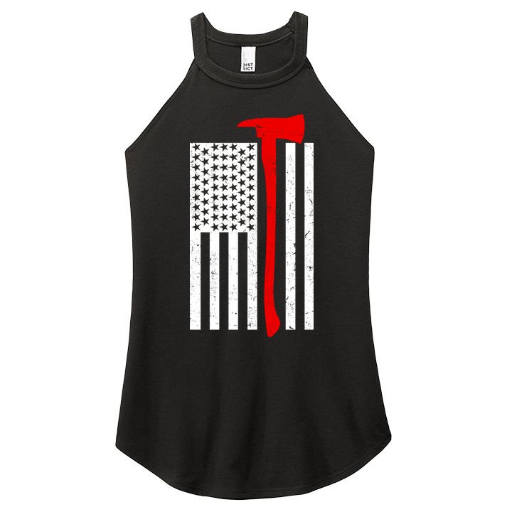 Firefighter Axe American Flag Women's Perfect Tri Rocker Tank