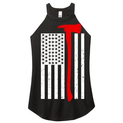 Firefighter Axe American Flag Women's Perfect Tri Rocker Tank