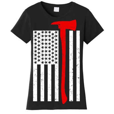 Firefighter Axe American Flag Women's T-Shirt