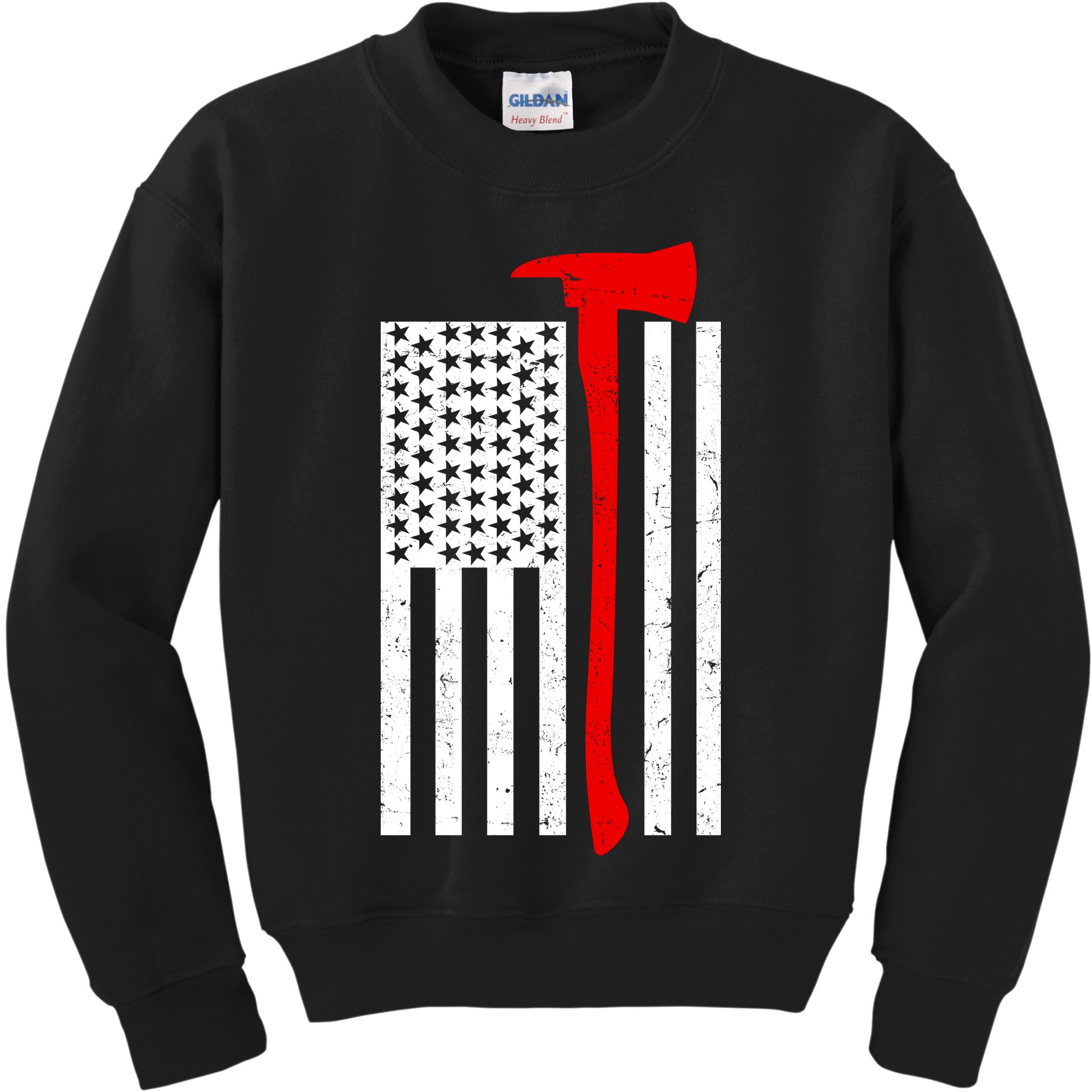 Firefighter Axe American Flag Kids Sweatshirt