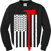 Firefighter Axe American Flag Kids Sweatshirt