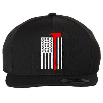 Firefighter Axe American Flag Wool Snapback Cap