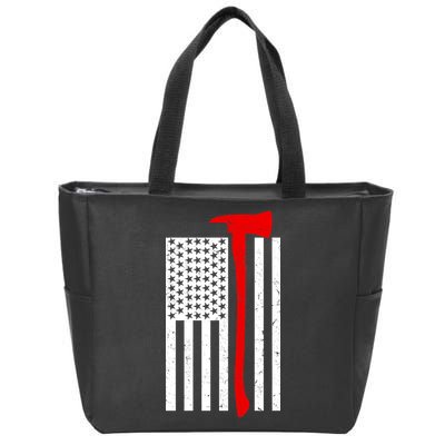 Firefighter Axe American Flag Zip Tote Bag