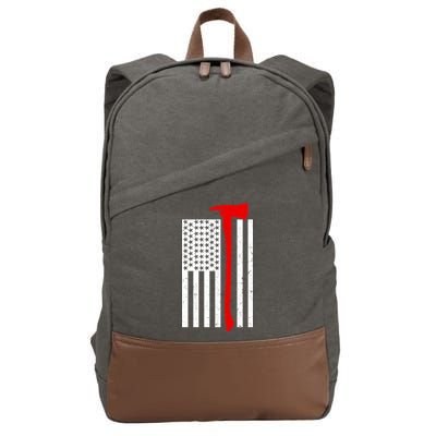 Firefighter Axe American Flag Cotton Canvas Backpack