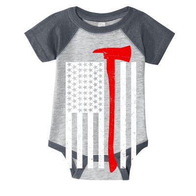 Firefighter Axe American Flag Infant Baby Jersey Bodysuit