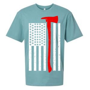 Firefighter Axe American Flag Sueded Cloud Jersey T-Shirt