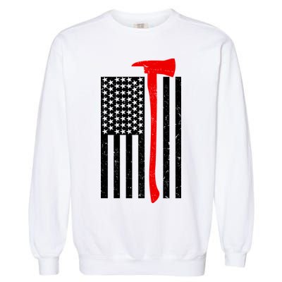 Firefighter Axe American Flag Garment-Dyed Sweatshirt