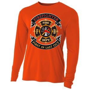 Firefighter Biker Logo First In Last Out Cooling Performance Long Sleeve Crew