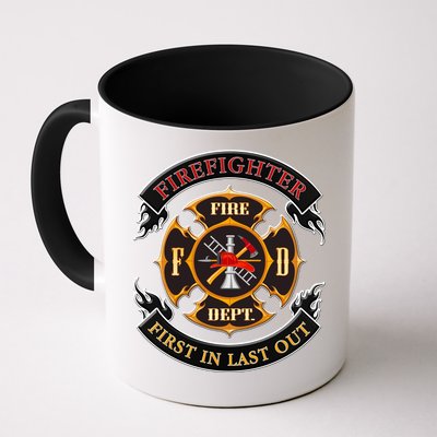 Firefighter Biker Logo First In Last Out Mug
