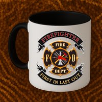 Firefighter Biker Logo First In Last Out Mug