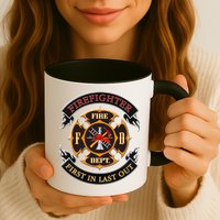 Firefighter Biker Logo First In Last Out Mug