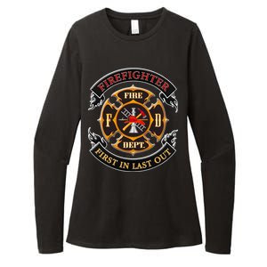 Firefighter Biker Logo First In Last Out Womens CVC Long Sleeve Shirt