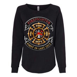 Firefighter Biker Logo First In Last Out Womens California Wash Sweatshirt