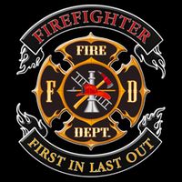 Firefighter Biker Logo First In Last Out Cropped Pullover Crew