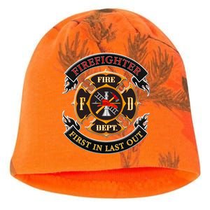 Firefighter Biker Logo First In Last Out Kati - Camo Knit Beanie