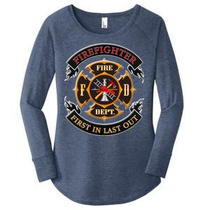 Firefighter Biker Logo First In Last Out Women's Perfect Tri Tunic Long Sleeve Shirt