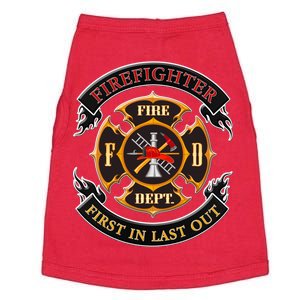 Firefighter Biker Logo First In Last Out Doggie Tank