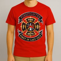 Firefighter Biker Logo First In Last Out T-Shirt