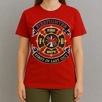 Firefighter Biker Logo First In Last Out T-Shirt